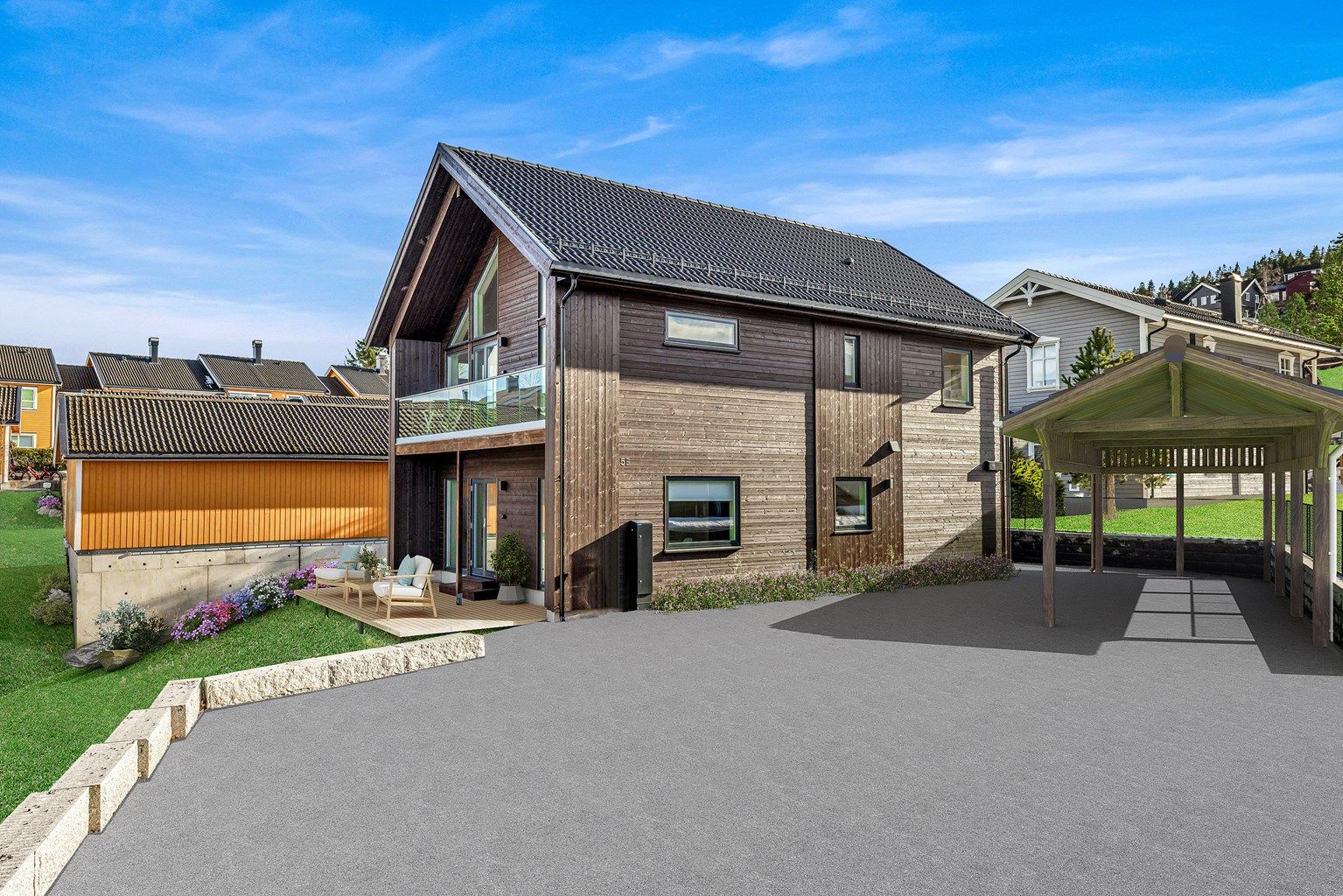 Digital illustrasjon utvendig. 