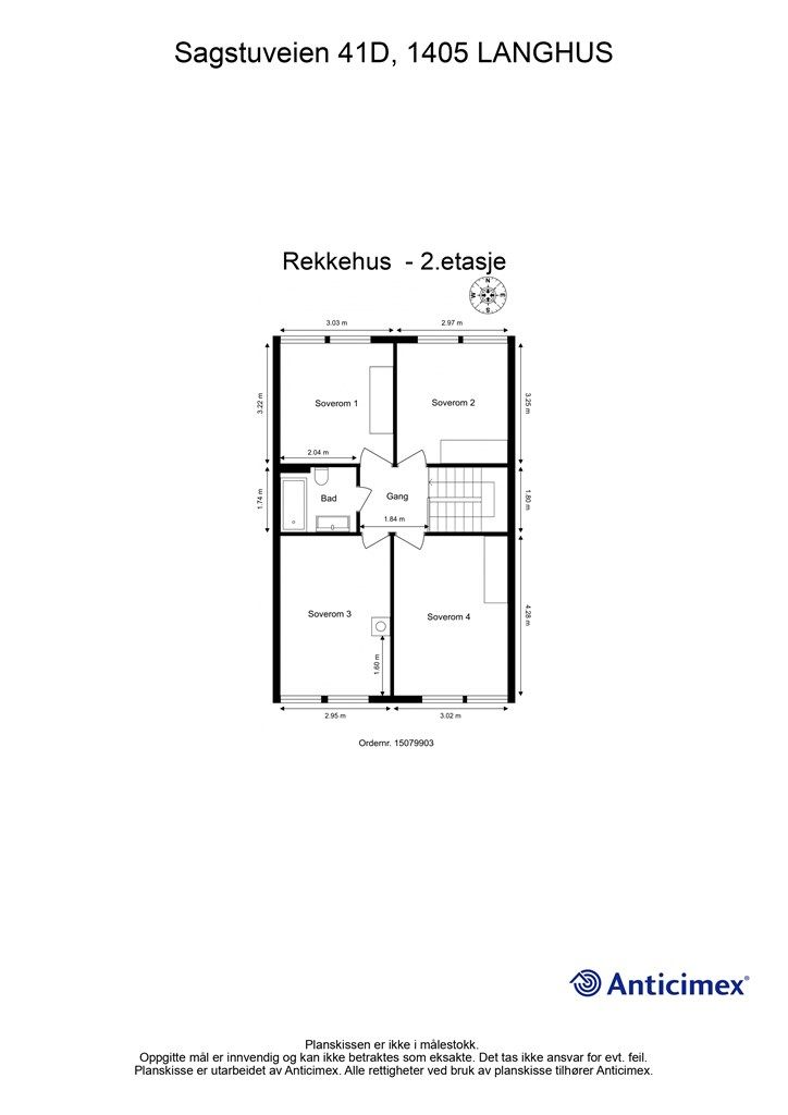 I 2. etasje er boligens private avdeling samlet, med fire soverom og et familiebad.