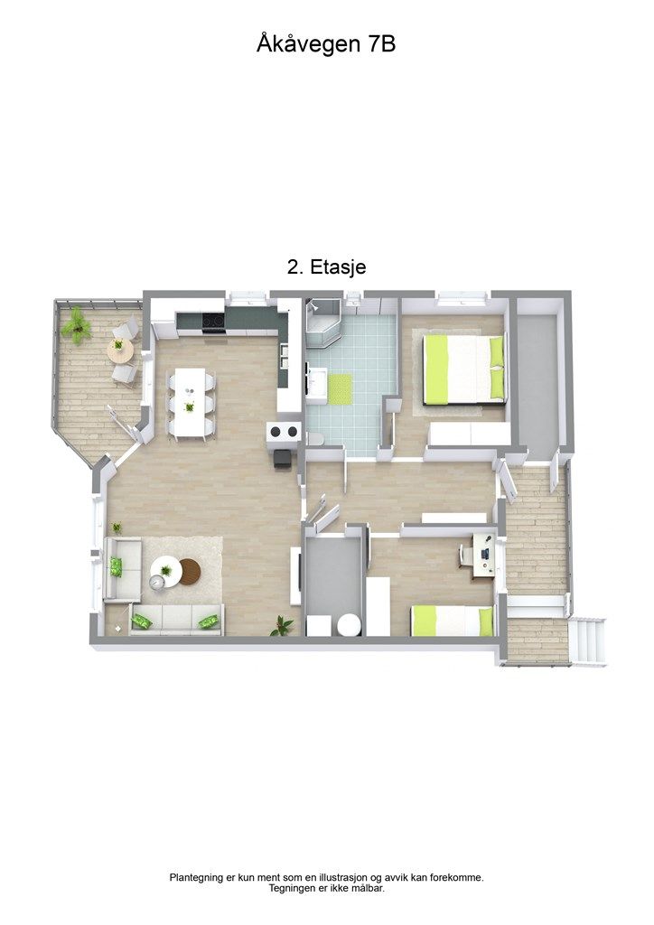 3 D plantegning 2. etasje