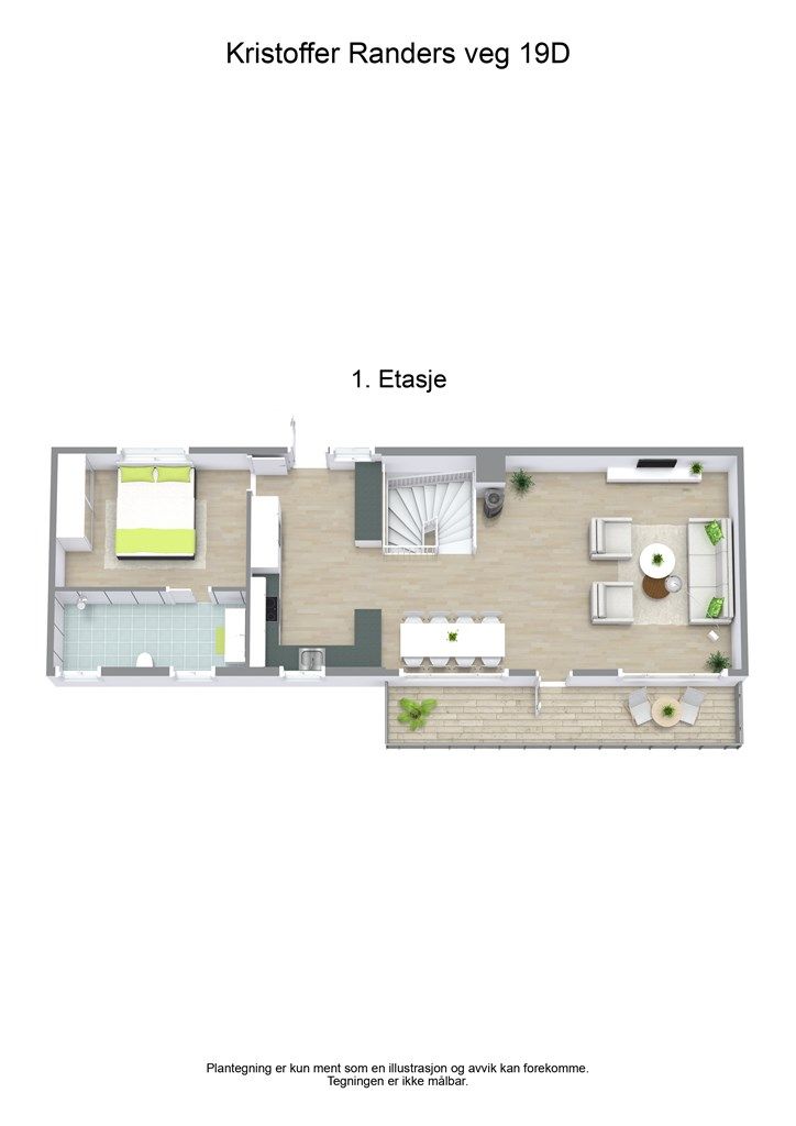 3 D planløsning 1. etasje