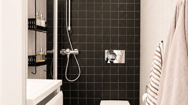 Badet er fra 2012 og har varmekabler i gulvet.