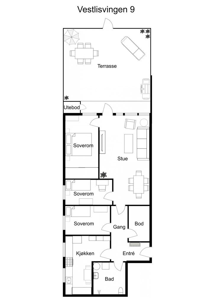 Møblert plantegning