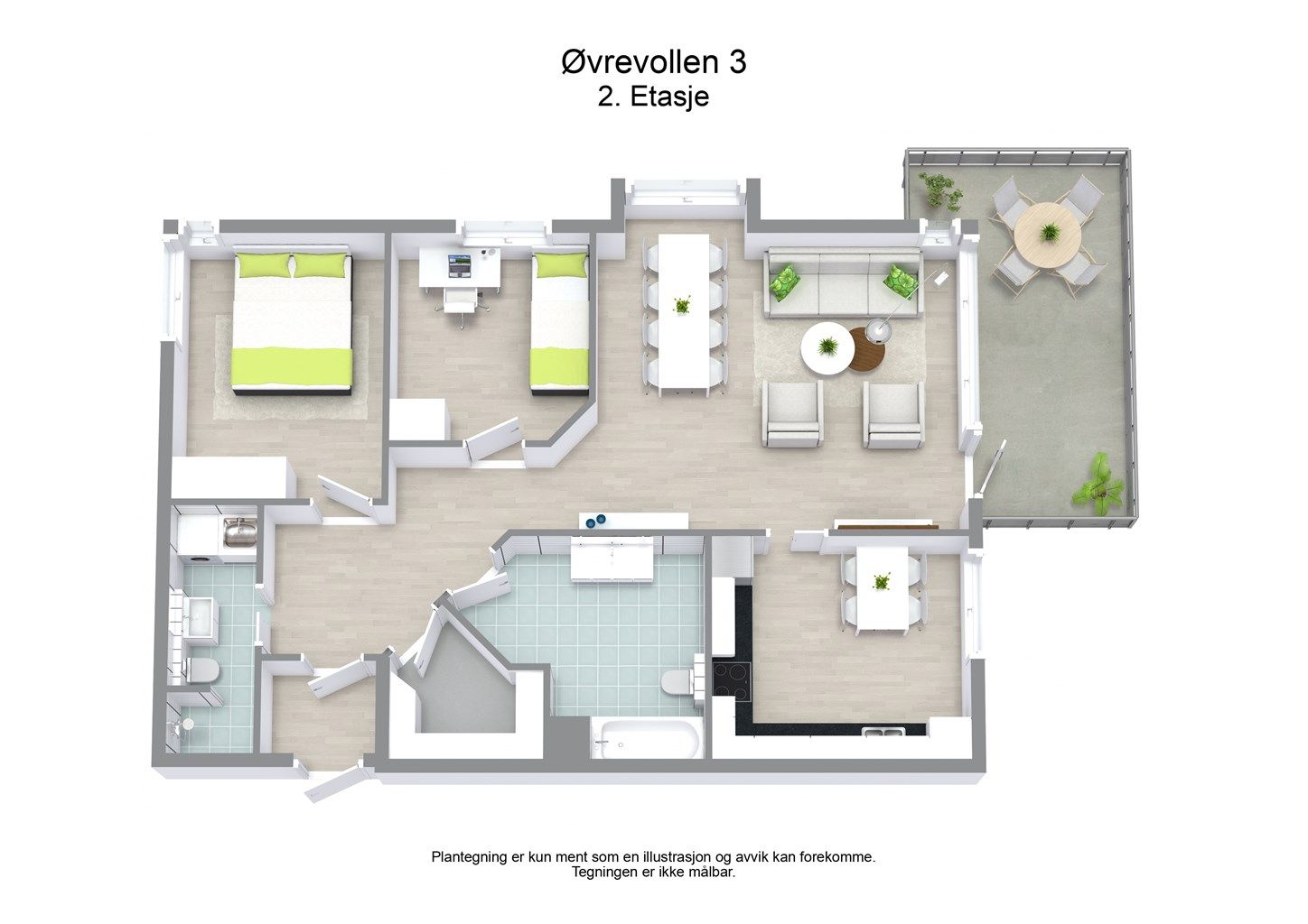 3 D plantegning 2. etasje