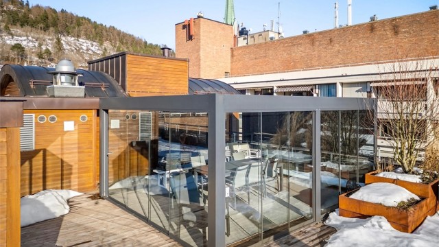 Fin pergola på felles takterrasse