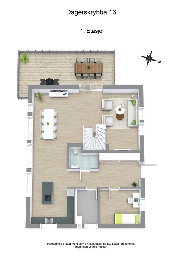 3 D plantegning 1. etasje