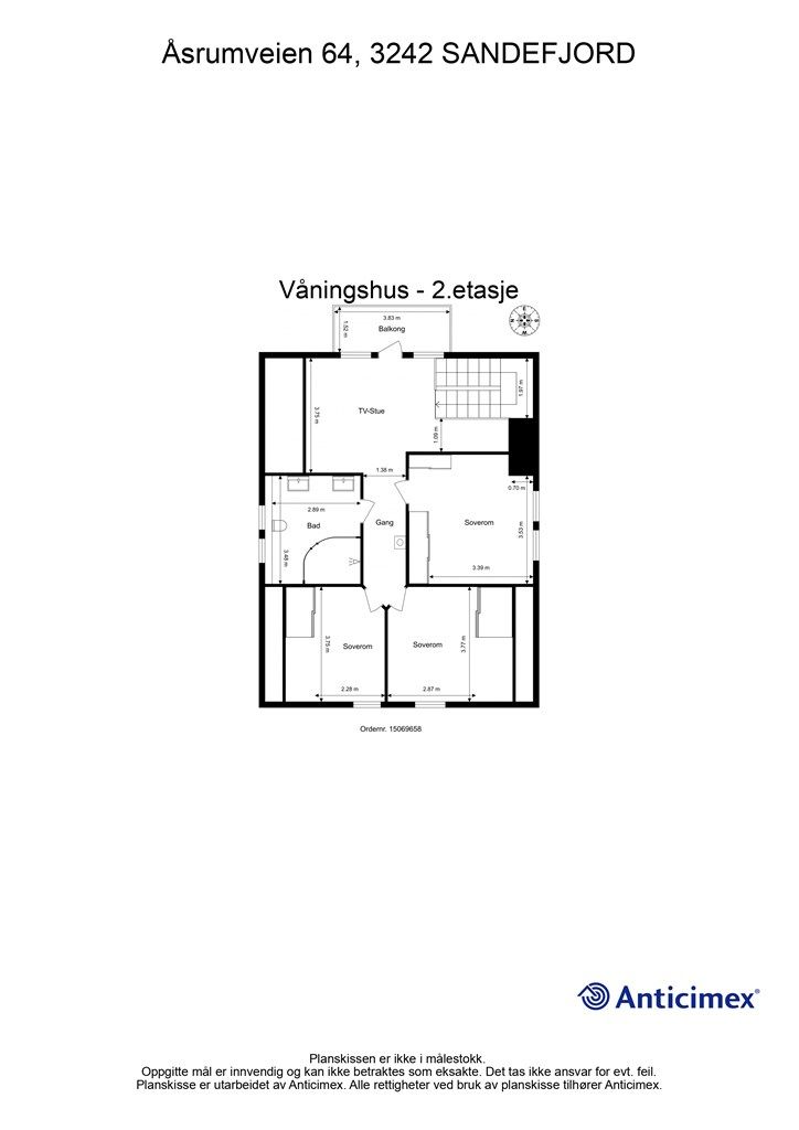Plantegning 2.etasje i våningshuset
