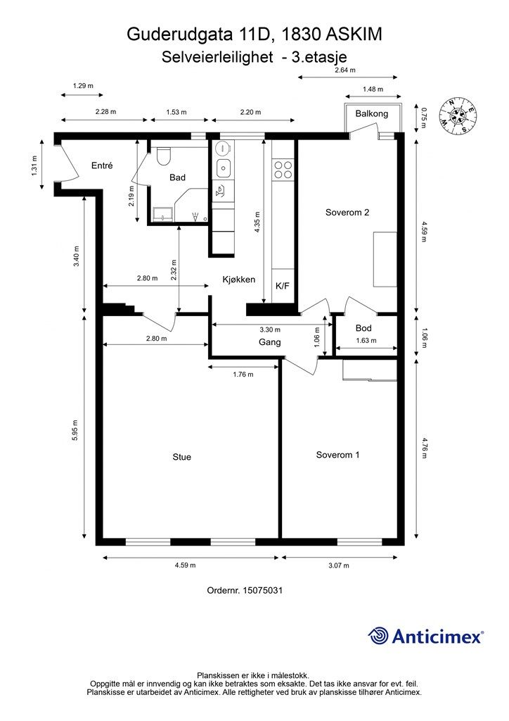 Stor leilighet med god planløsning - Ekstra bod på 21 kvm. i kjeller i sidebygning. 