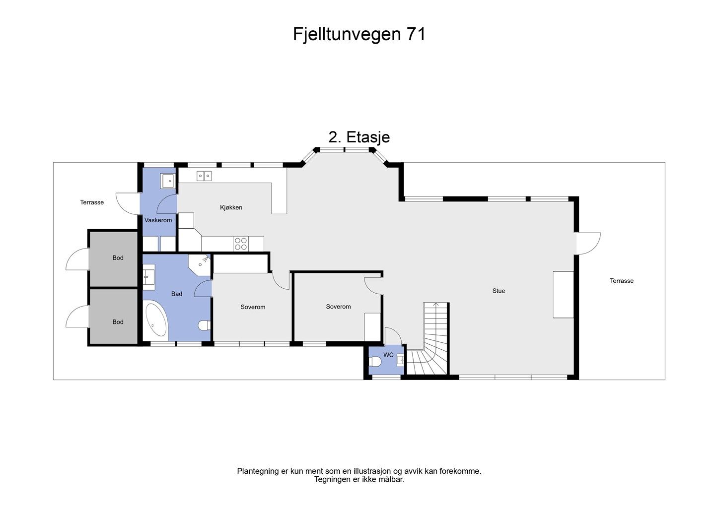 2 D plantegning hovedetasjen