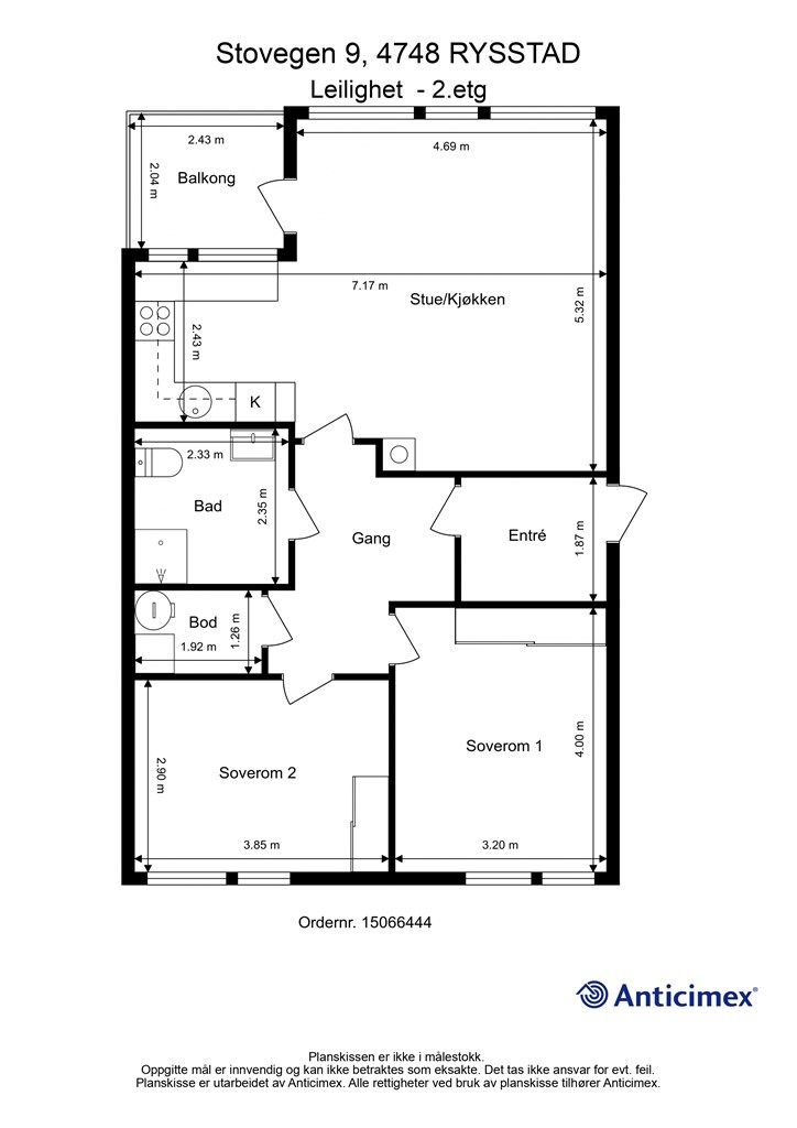 Plantegning - Leilighet 2.etg.