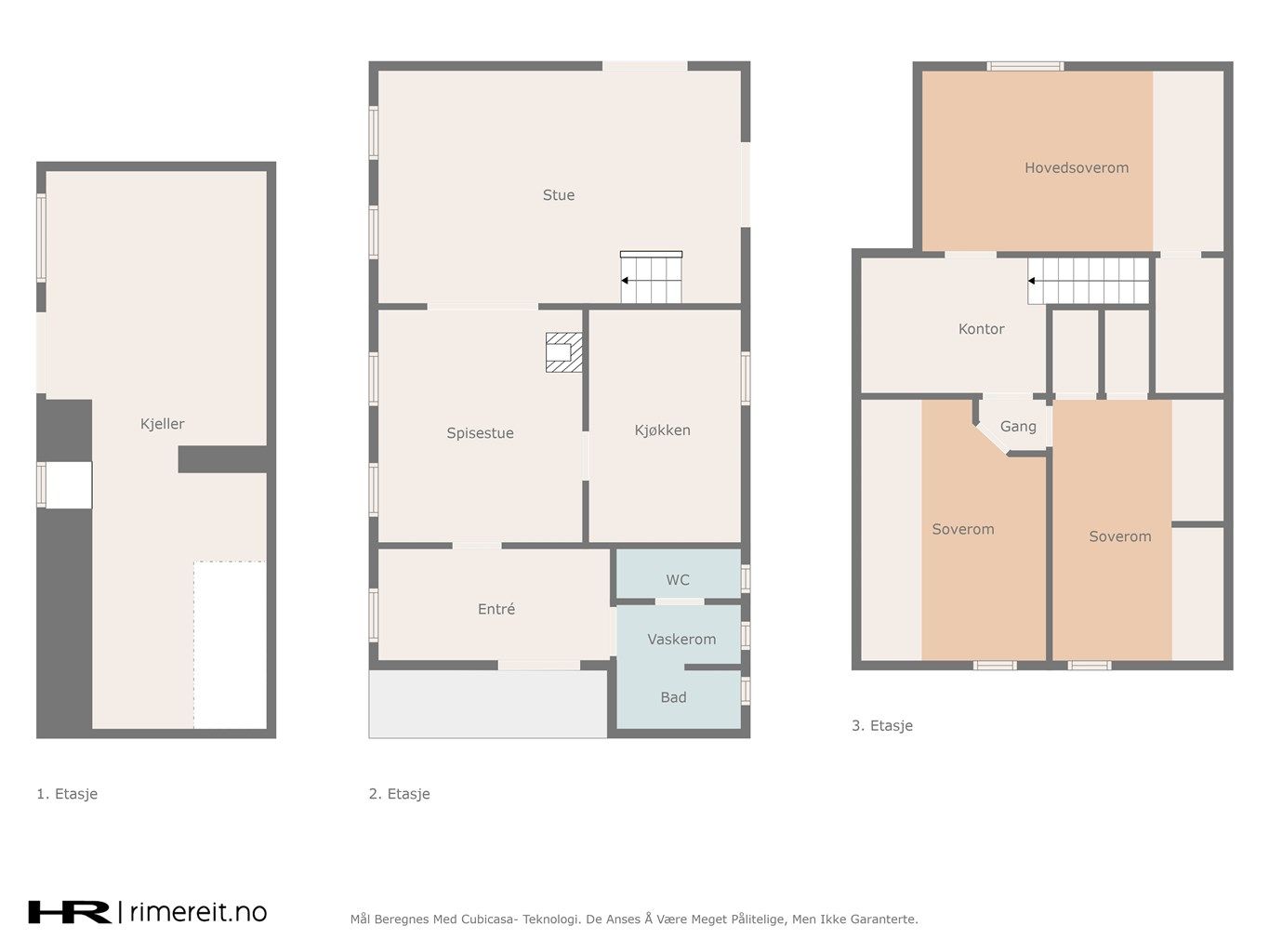 Plantegning alle etasjer.