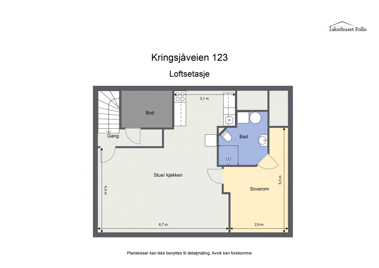 Plantegning - loftetasje ("hybel-del")