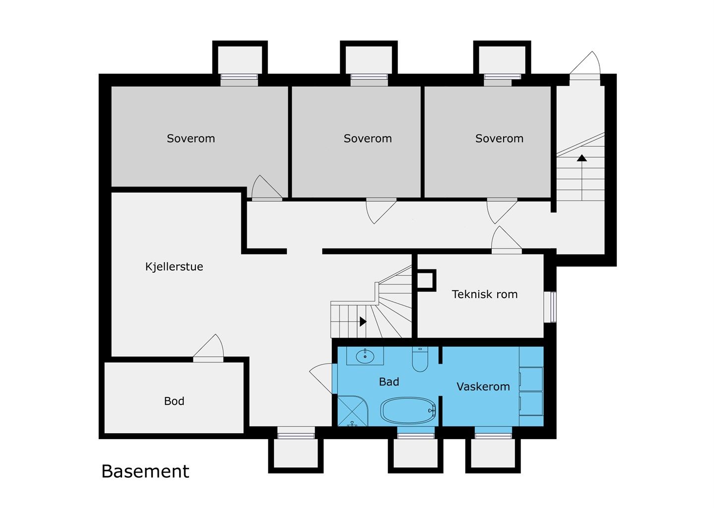 Plantegning - kjelleretasje. 