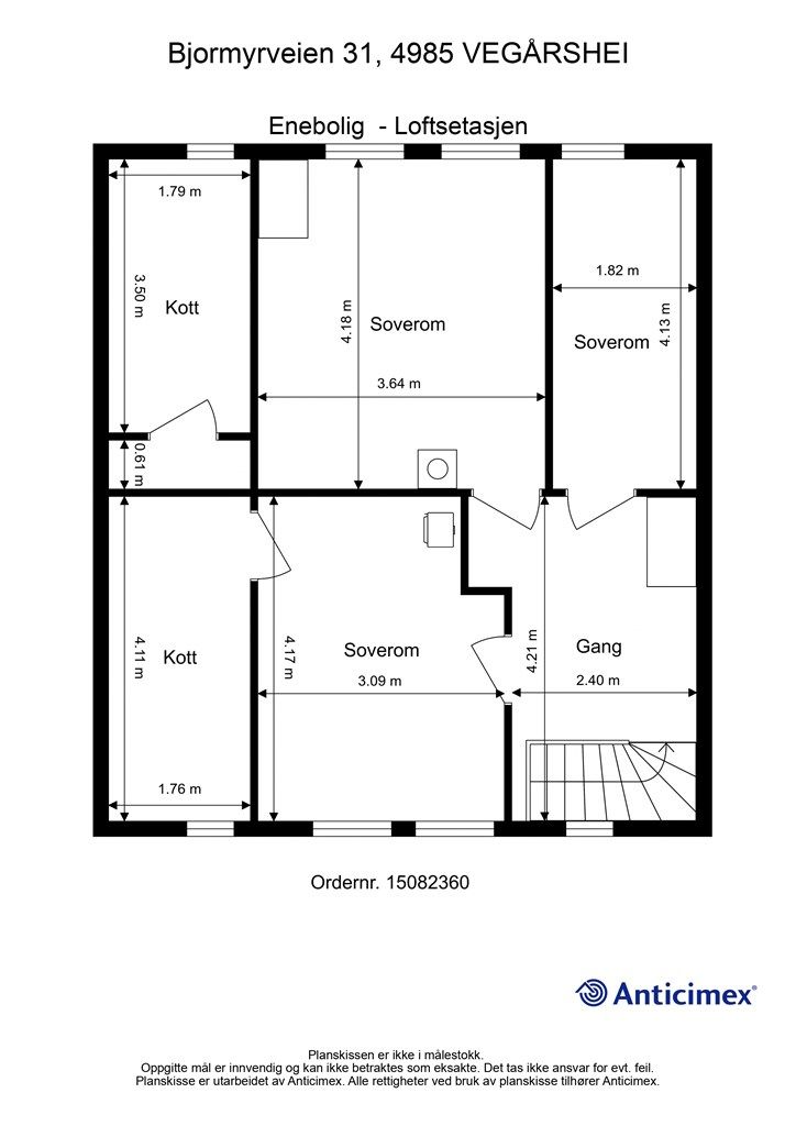 Plantegning loftsetasje.