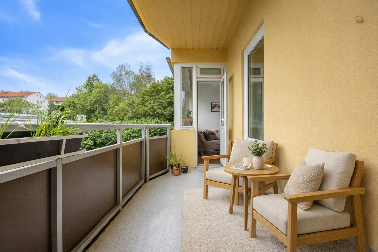  Fasade- og balkong rehabilitering er foretatt i 2022/2023. Digitalt stylet bilde med ChatGPT - avvik kan forekomme