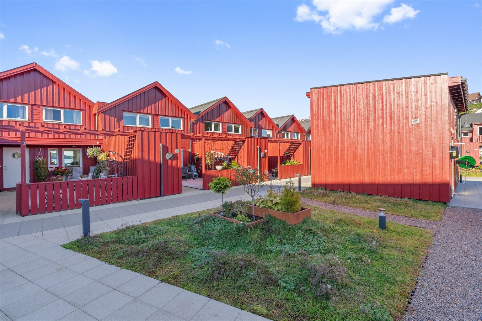 Riskakverven Borettslag har et skjermet og beplantet felles atrium.