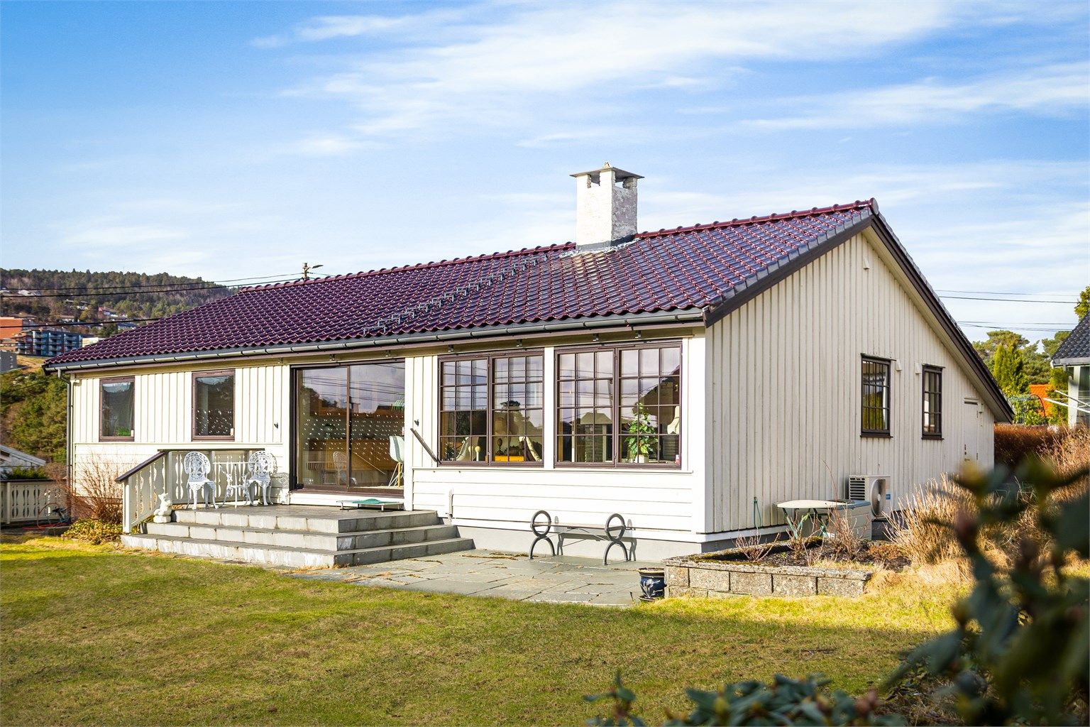 Sørvestvendt uteområde med meget gode solforhold. Foto: Stian Inderhaug