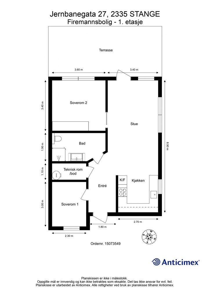 Plantegning-Firemannsbolig - 1. etasje