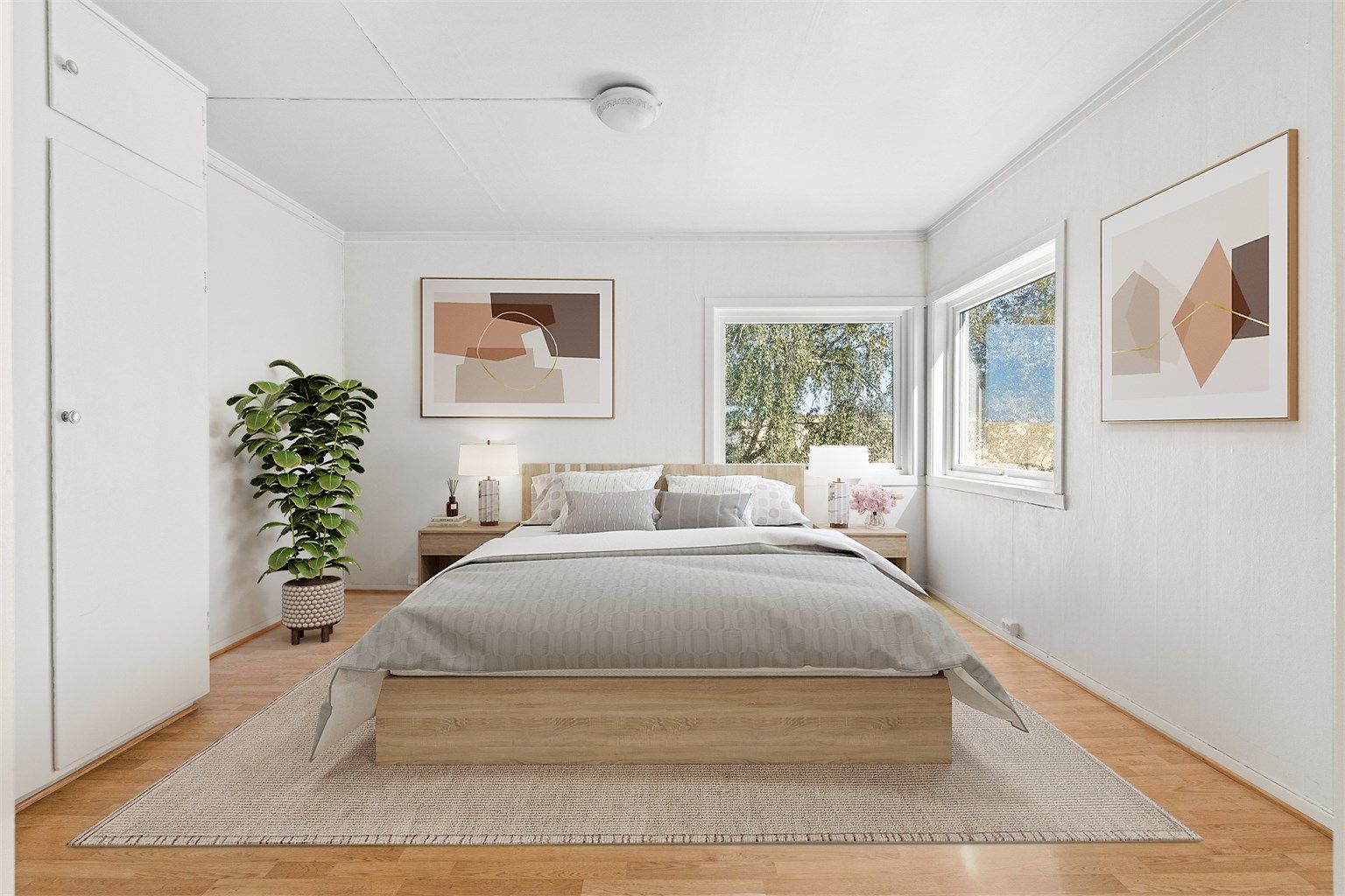 Alternativ planskisse for soverom i andre etasje/ del av stueareal. Illustrasjon. 