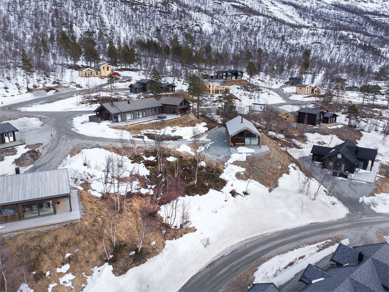 Dronebilde av tomten og nærområdet 