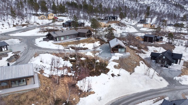 Dronebilde av tomten og nærområdet