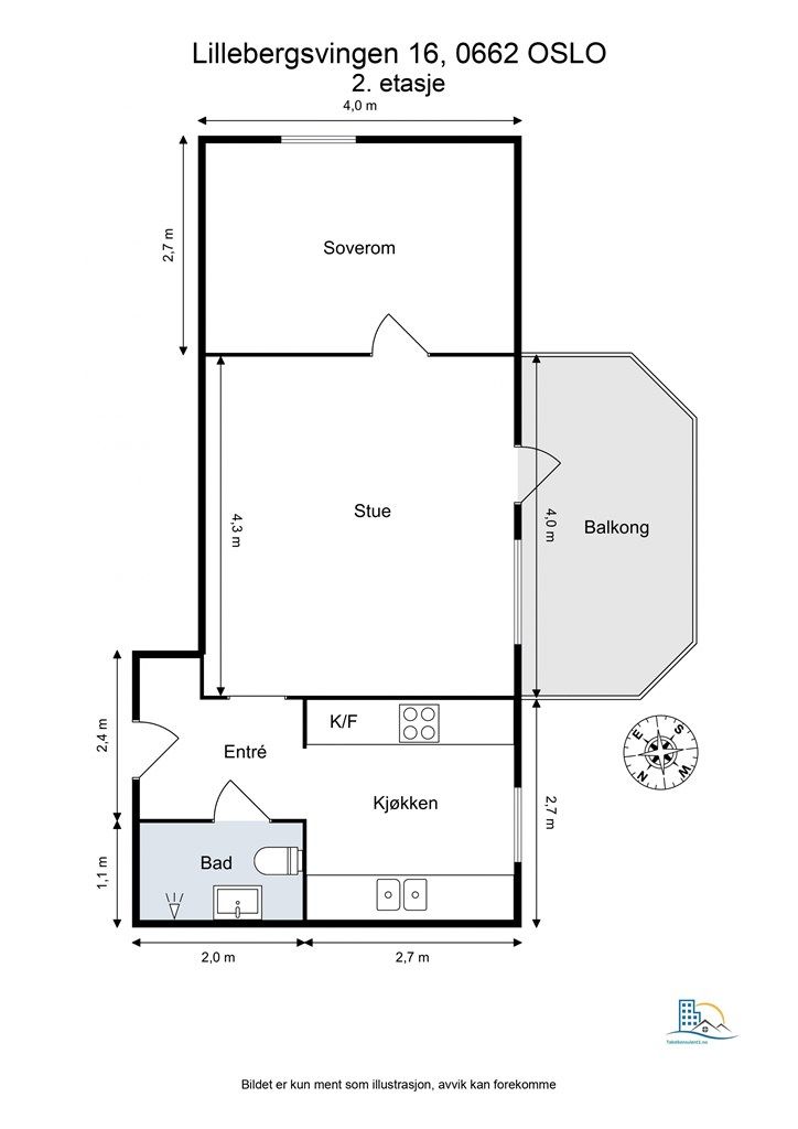 Leiligheten har en arealeffektiv planløsning på 43 m². I tillegg disponerer boligen tre boder på til sammen 10 m², som gir svært gode lagringsmuligheter.
