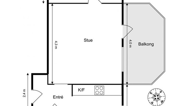 Leiligheten har en arealeffektiv planløsning på 43 m². I tillegg disponerer boligen tre boder på til sammen 10 m², som gir svært gode lagringsmuligheter.