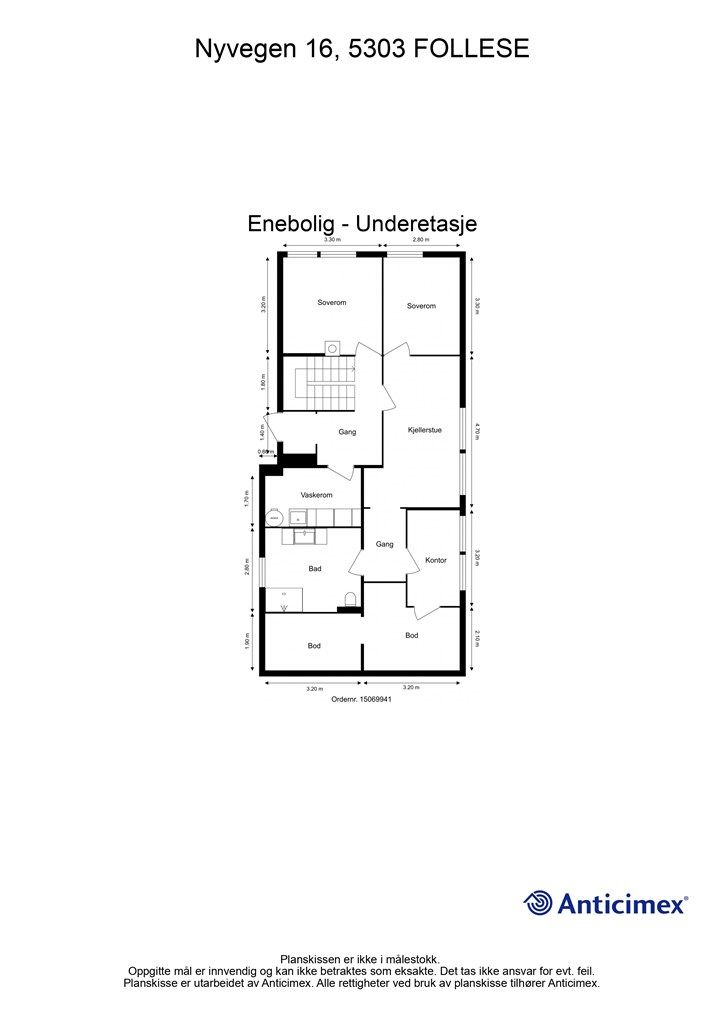 Plantegning Nyvegen 16 - Underetasje