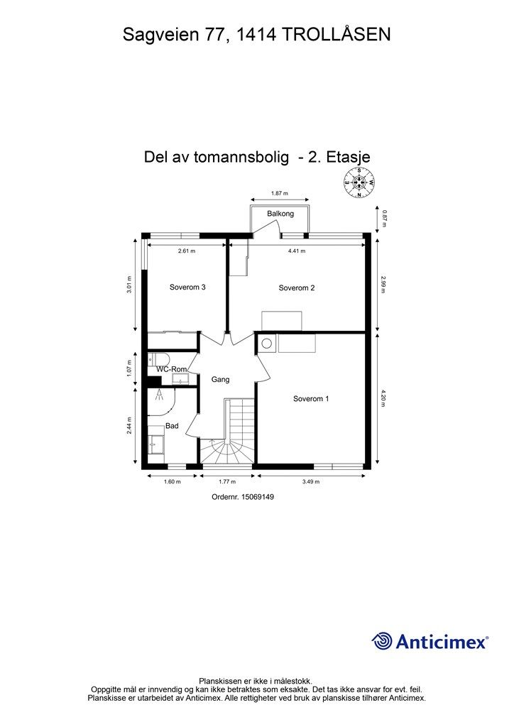 Vi starter med plantegning i 2. etasje slik at du får orientert deg i etasjen!