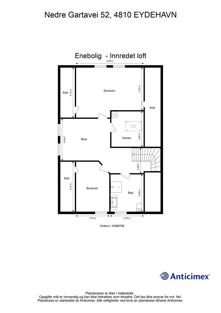 Plantegning innredet loft