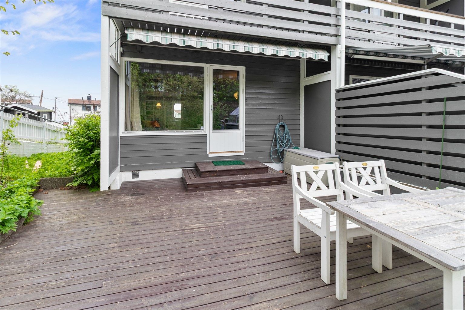 Terrassen er sørvest vendt og har et areal på ca 29 kvm