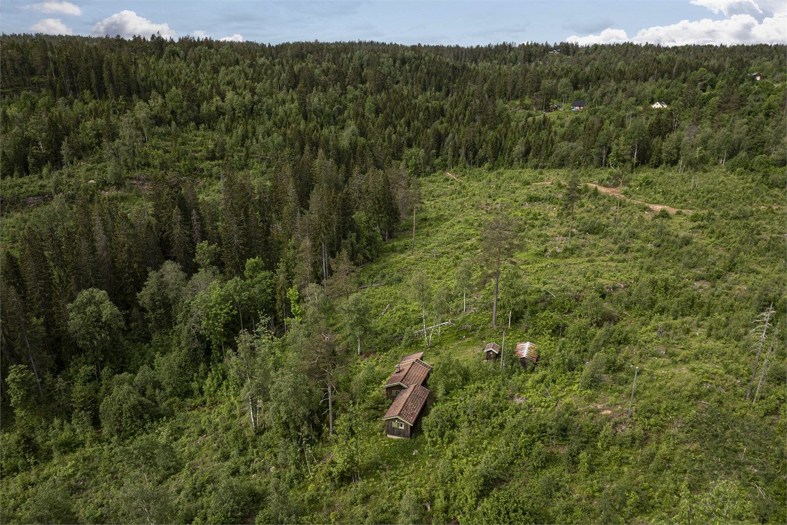 Hytta er usjenert og det er god avstand til nærmeste nabo