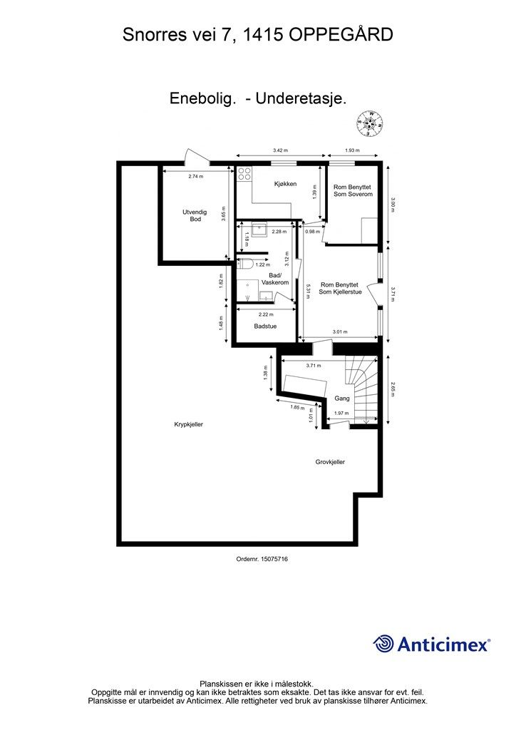 Plantegning - underetasje - mulighet for hybel i underetasjen