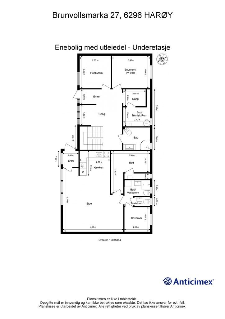 Målsatt plantegning underetasje
