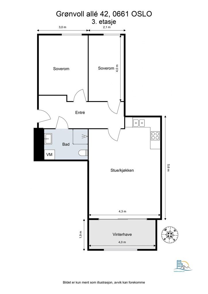 Her får du en smart planløsning med god størrelse på alle rom. 