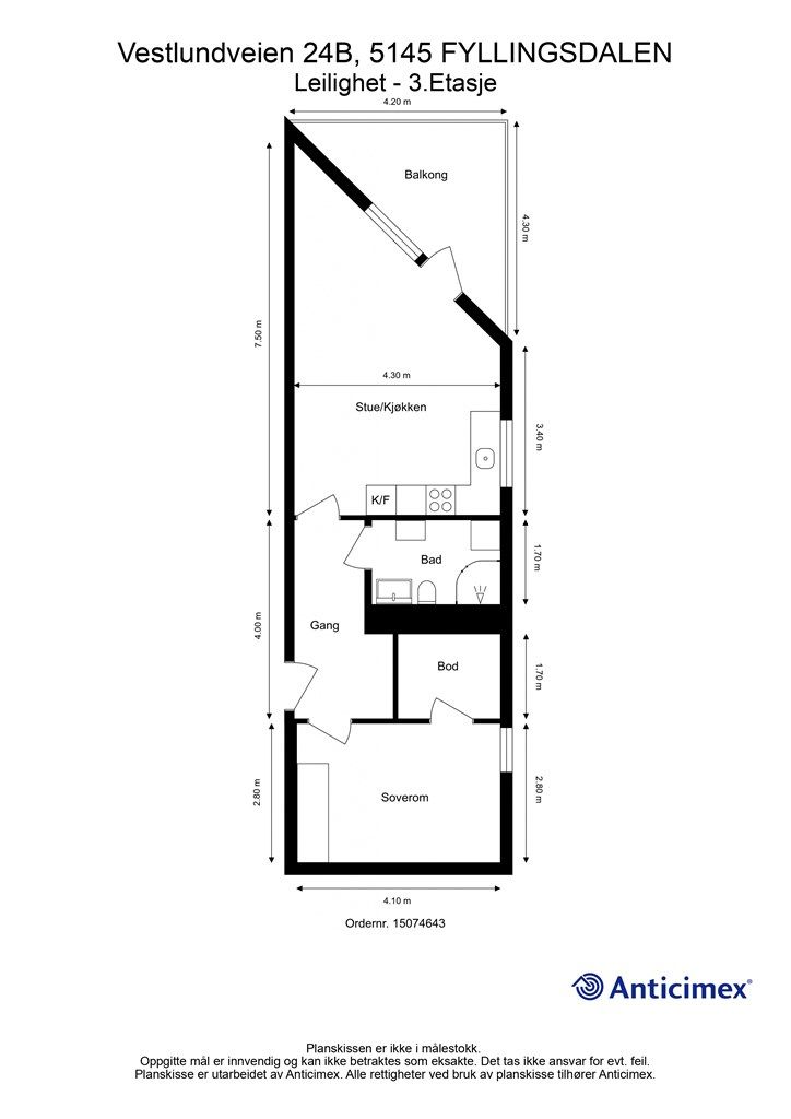Plantegning av leiligheten. 