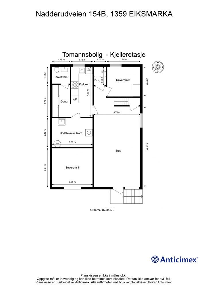 Kjelleretasjen er innredet med stue, kjøkken, bad, toalettrom og flere disponible rom. Kjelleretasjen er ikke godkjent til varig opphold.