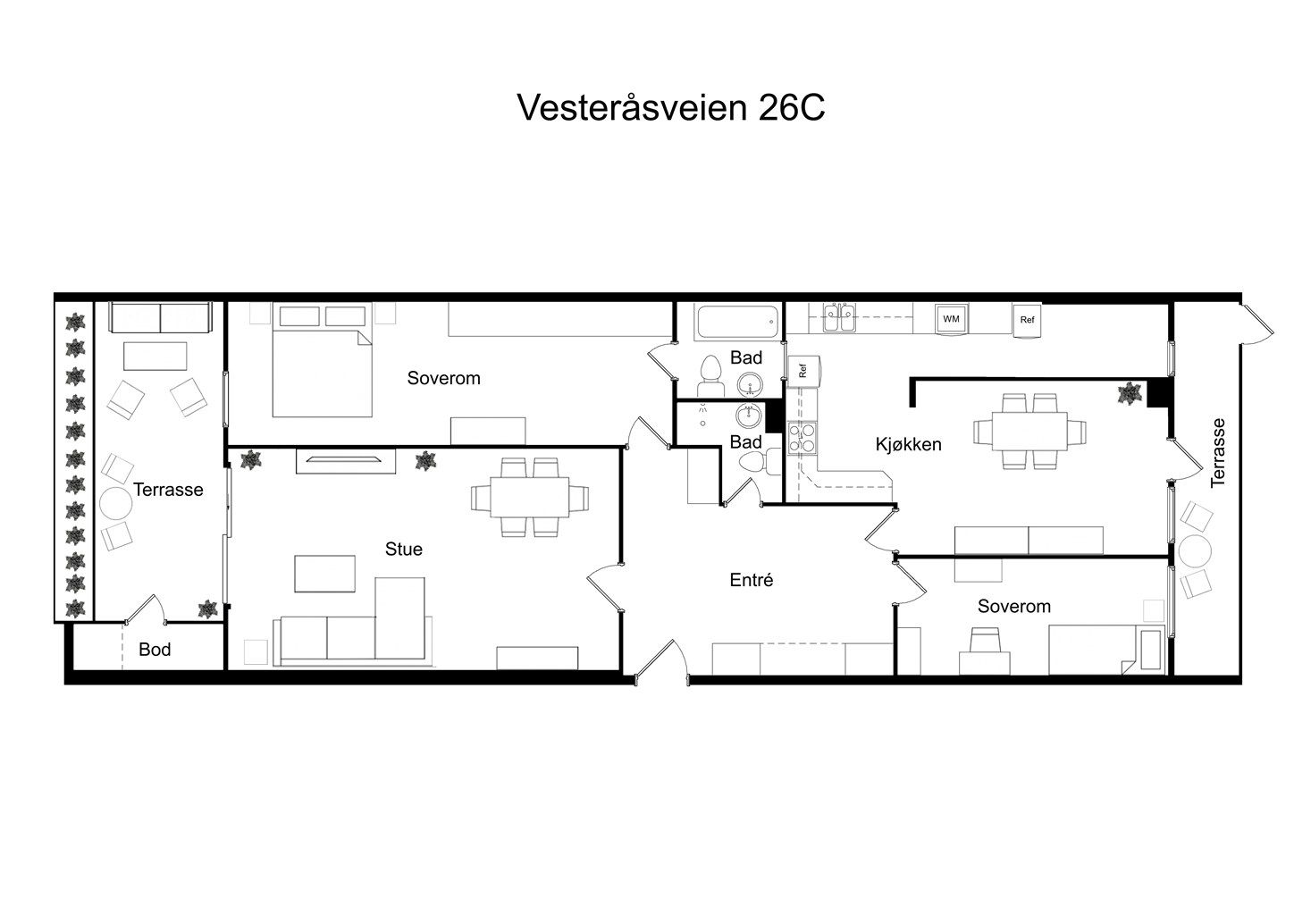 Møblert plantegning