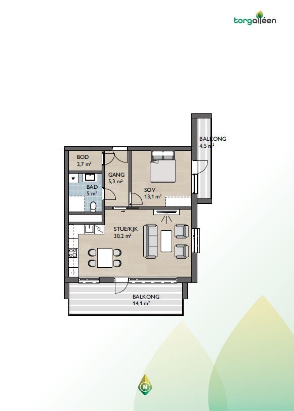 Vedlagte plantegning er ikke målbare. De oppgitte arealer er hentet fra prospektet Torgallèen. Arealene er ikke kontrollmålt og avvik kan forekomme. Kjøper kan ikke rette klage til selger med arealavvik som grunn. 