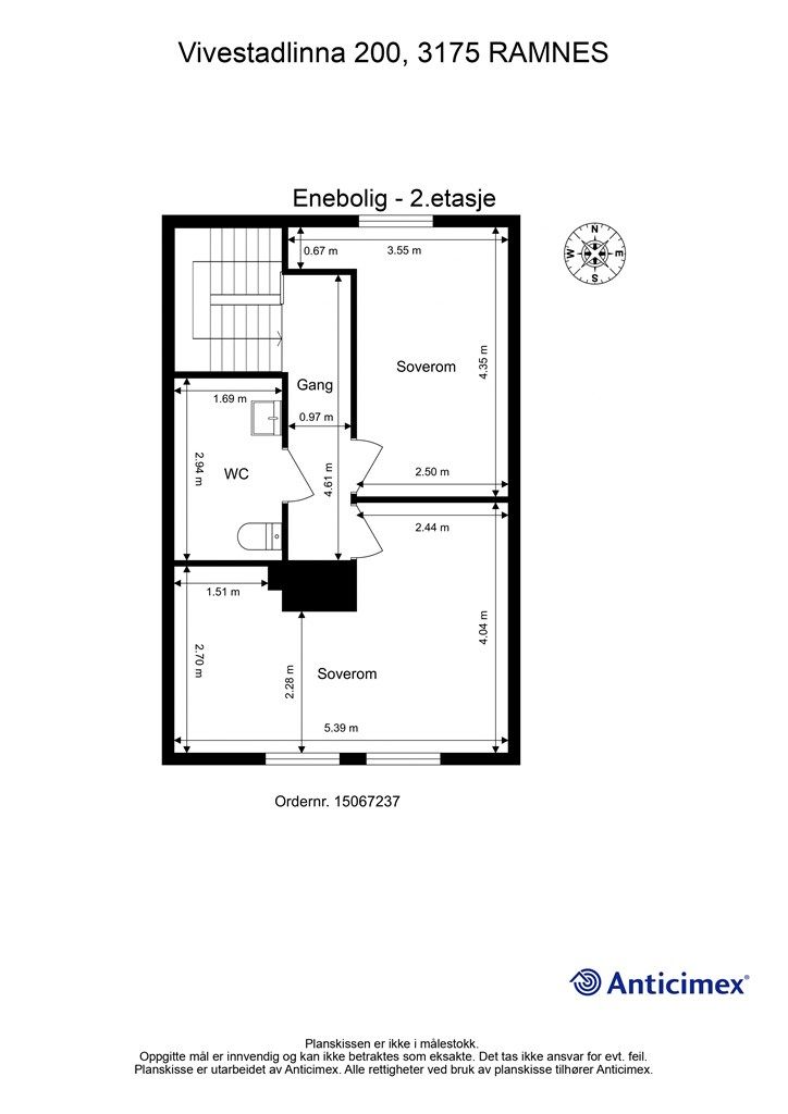 Plantegning 2.etasje enebolig