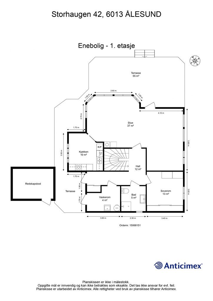 Målsatt plantegning 1. etasje