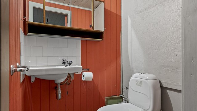 Kjelleren har også et separat toalettrom med servant.