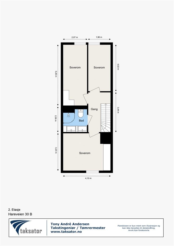 Vi starter med plantegning slik at du får orientert deg i 2. etg.!