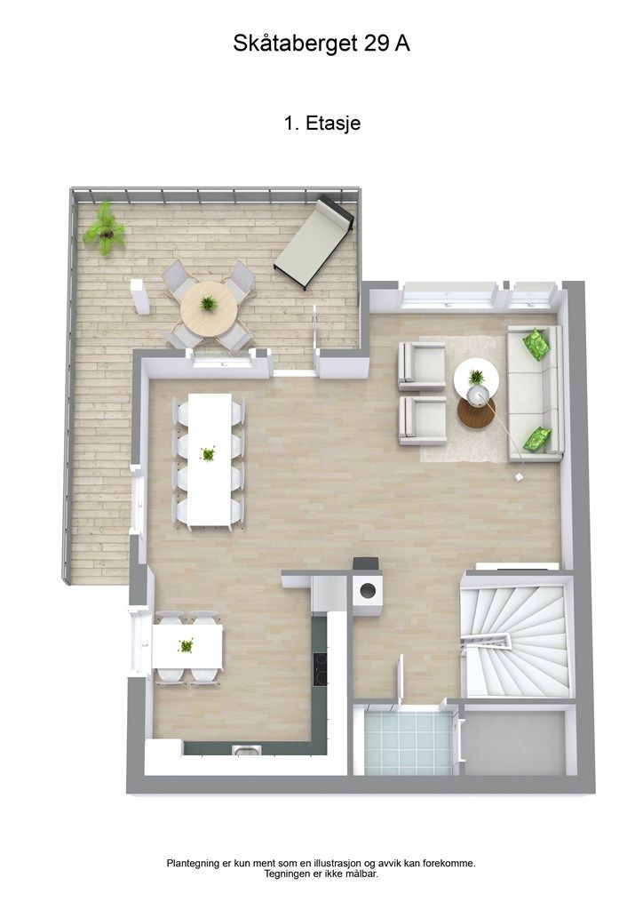 3 D planløsning 1 etasje