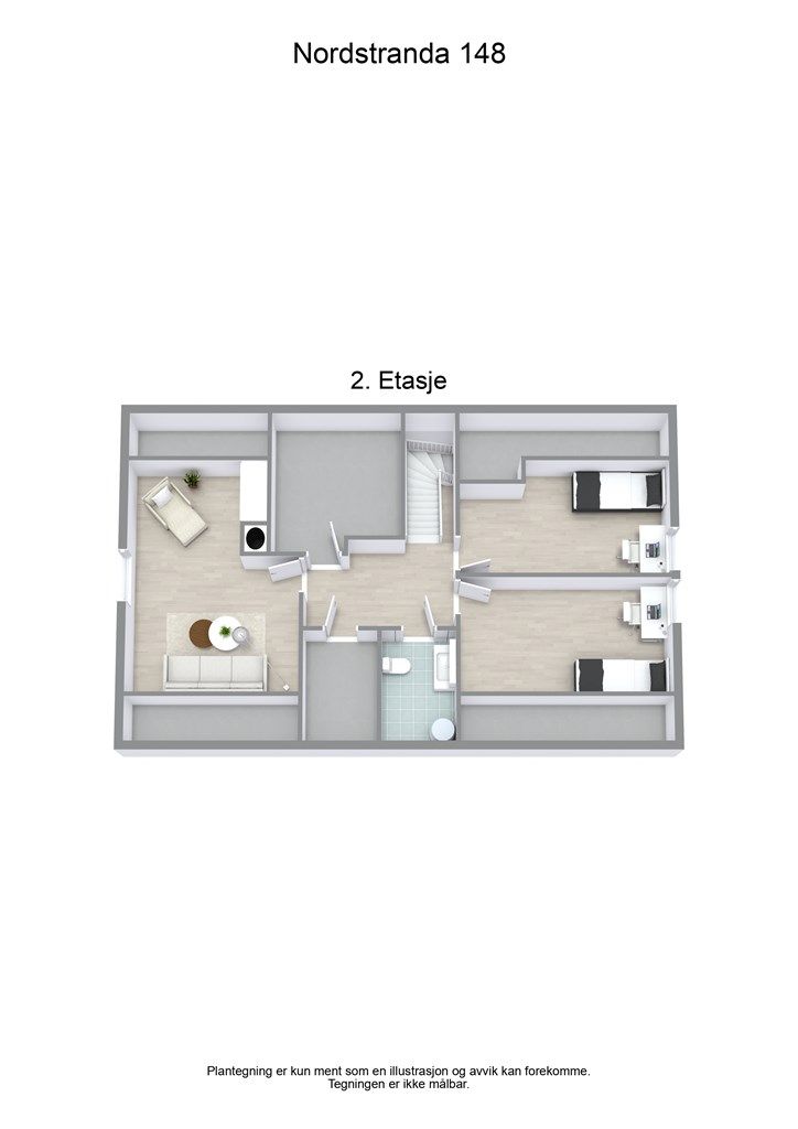 3 D plantegning 2. etasje