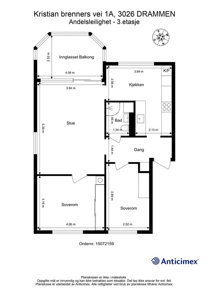 Plantegning - 2. etasje (bygningens 3. etasje)