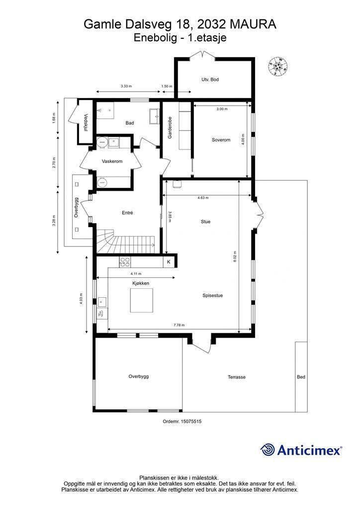 Plantegning-Enebolig - 1.etasje