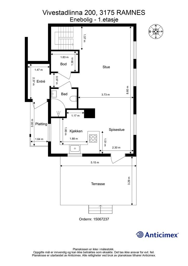 Plantegning 1.etasje enebolig