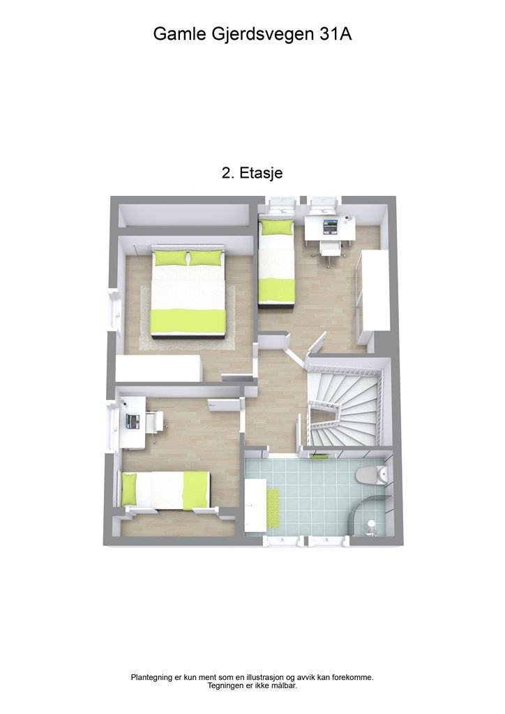 3 D plantegning 2. etasje