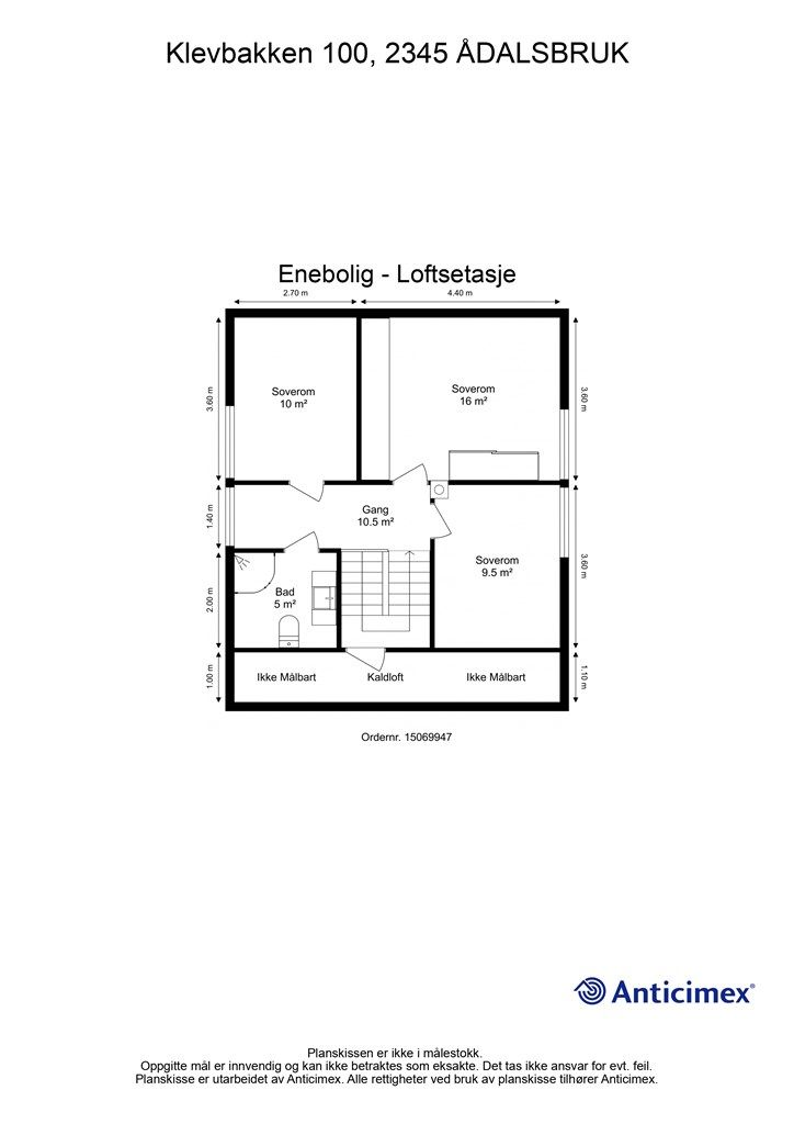 Plantegning - Loftsetasje.