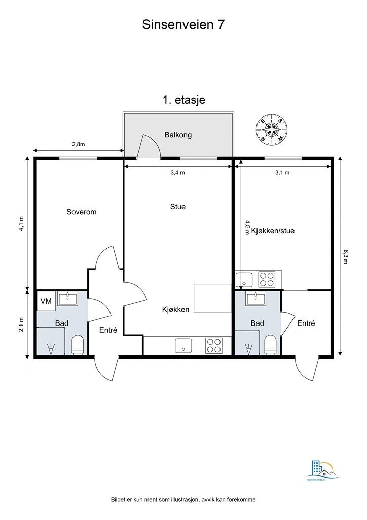 Leiligheten har en egen hybel med egen inngang. 